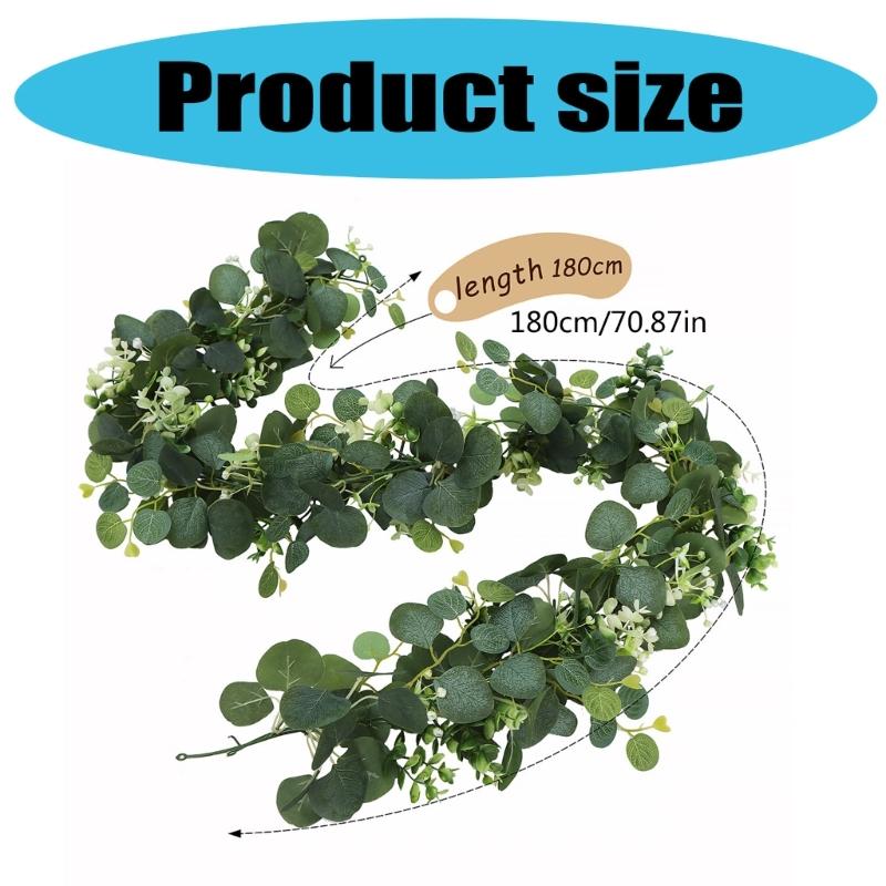 Realistic 180cm Eucalyptuses Vine Display Ornament Feature 60 Blooms Head Ideal For Party And Event Decoration