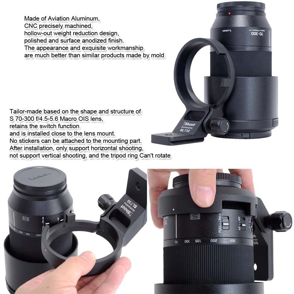 iShoot Metal Lens Support Lens Bracket Tripod Camera Tripod Mount Compatible with Panasonic Lumix S Macro Quick Release Plate with Screw Holes at the