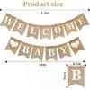 Welcome Baby Banner - Welcome Baby Shower Sign - Pre-Strung Burlap Gender Reveal Banner for Boy and Girl (Come with 6pcs Balloons)