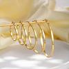 Golden Large Hoop Earrings Trendy Luxury 14K Gold Plated Copper Alloy Women's Polished Geometric Hoops