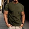 Mens Solid White Waffle Knit T Shirt Casual Crew Neck Short Sleeve Slim Fit Top