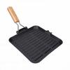 Grill Pan with Groove Foldable Handle Square Safe Enamel Coating Cast Iron Grill Pan for Steak Vegetables