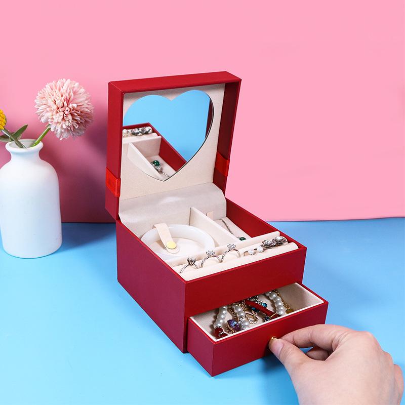 Makeup Mirror Jewelry Storage Ornament Box Ring Necklace Bracelet Watch Packing Box Jewelry Box Jewelry Gift Box