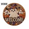 Handmade Welcome Sign Crafts Halloween Faux Pearl Door Kit, Ghost Skull Skeleton Cat Kit Painting Arts for Wall Decoration