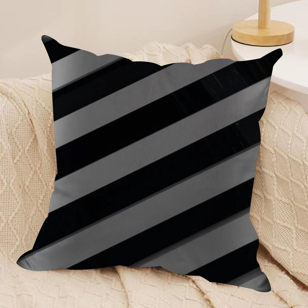Black And White Gray Geometric Cushion Cover Pillowcase Ultra Soft Skin Friendly Fabric Cloud Like Comfort  Concealed Zipper