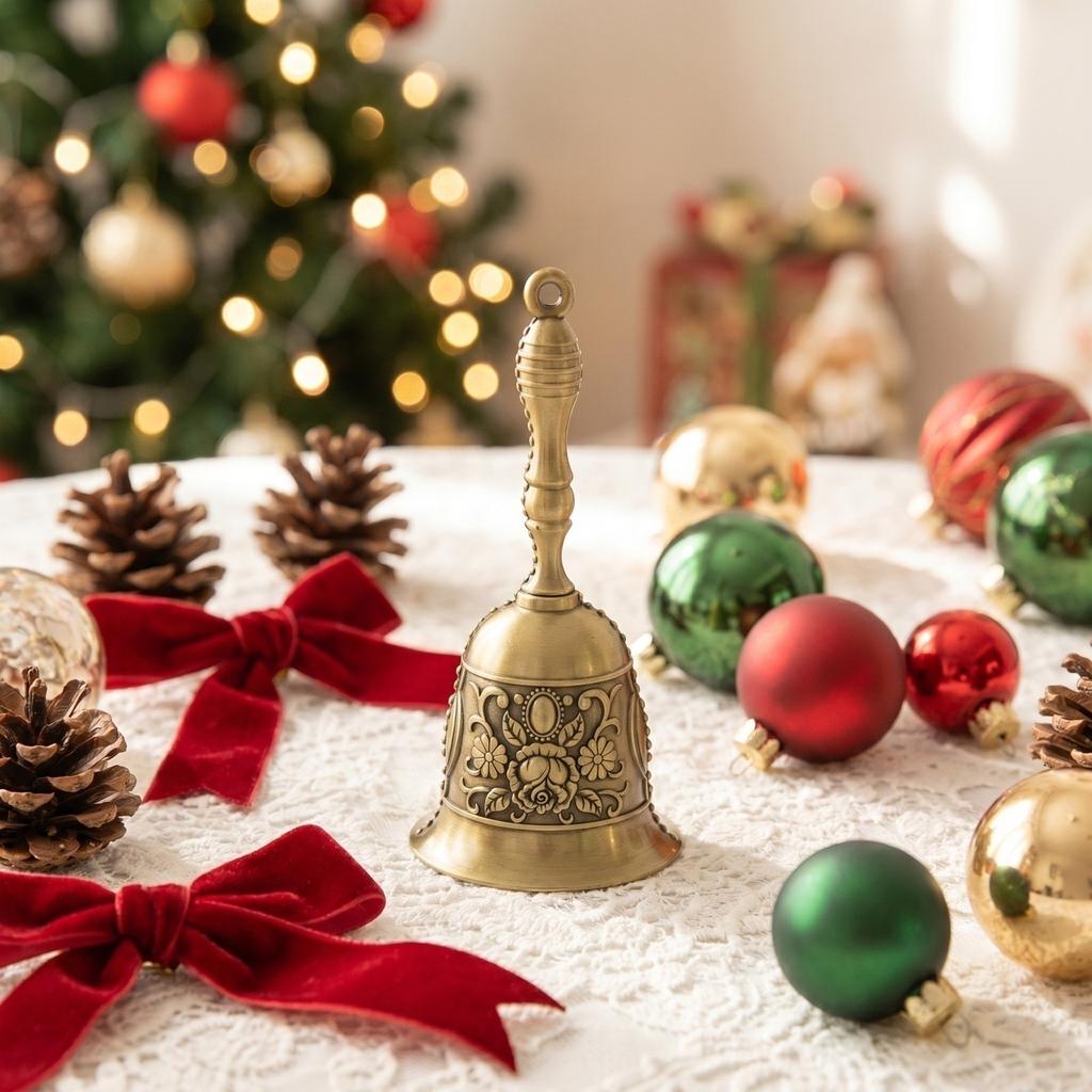 Hand-Cranked Engraved Service Bell - Vintage Bell for Dining, Weddings and Holiday Gifts