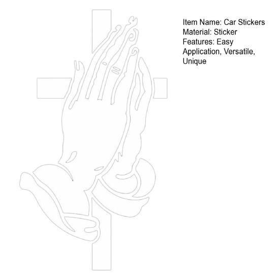 Praying Hands Religious Vinyl Decal for Car Rear Window Gradient Crucifix Sticker for SUV Truck Sunproof Car Decals for Windshield
