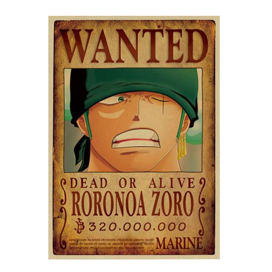 One Piece Affisch med Efterlyst-motiv Vintage Kraftpapper Tapet Dekorativ Målning Gåva