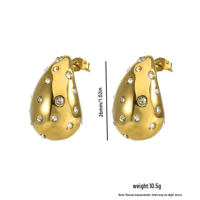 2024 Europäischer und Amerikanischer Stil Edelstahl Poliert Hängeohrringe - Damenmode Temperament Society-Design