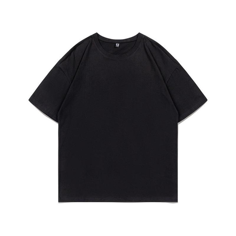 Summer new 200g pure cotton small shoulder youth campus sports and leisure loose solid color round neck short sleeves