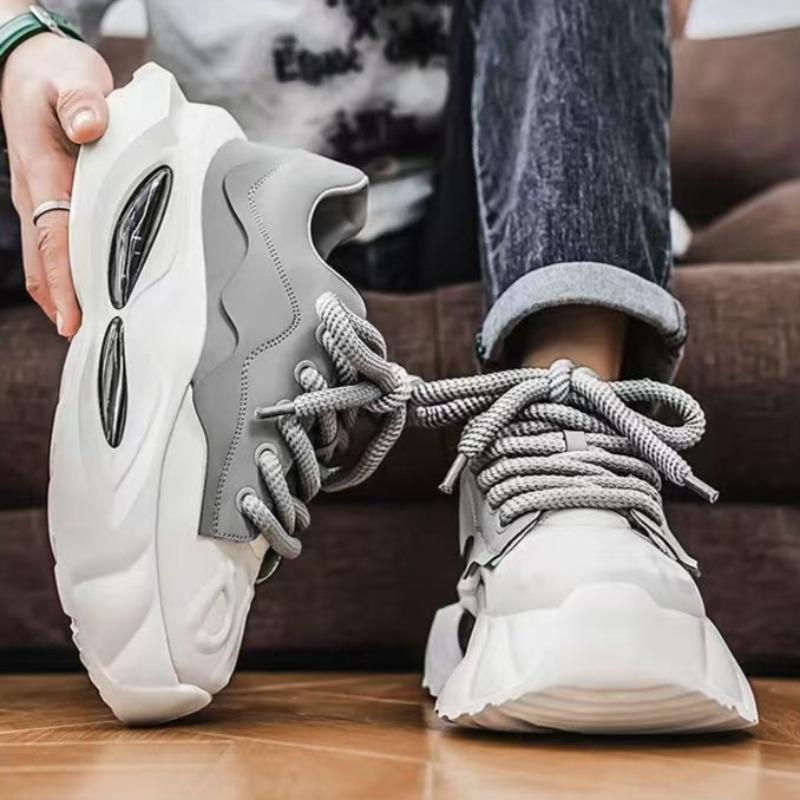 2025New Mens Platform Sneakers Designer Sneakers for Men Microfiber Leather Upper Height Increased Platform Casual Shoes