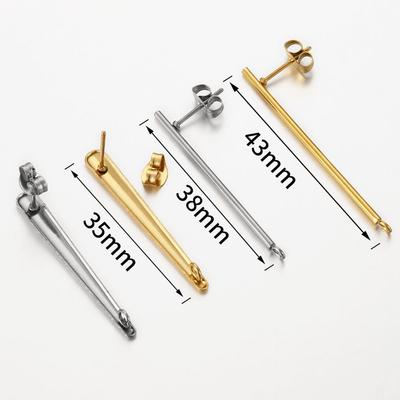 10pcs Stainless Steel Earring Studs Earring Post Base Pins With Ear Backs Earplug Base for Earrings Jewelry Making DIY