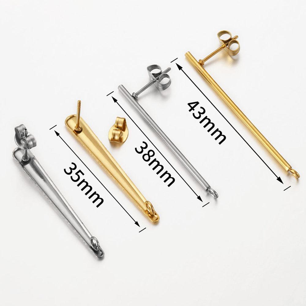 10pcs Stainless Steel Earring Studs Earring Post Base Pins With Ear Backs Earplug Base for Earrings Jewelry Making DIY