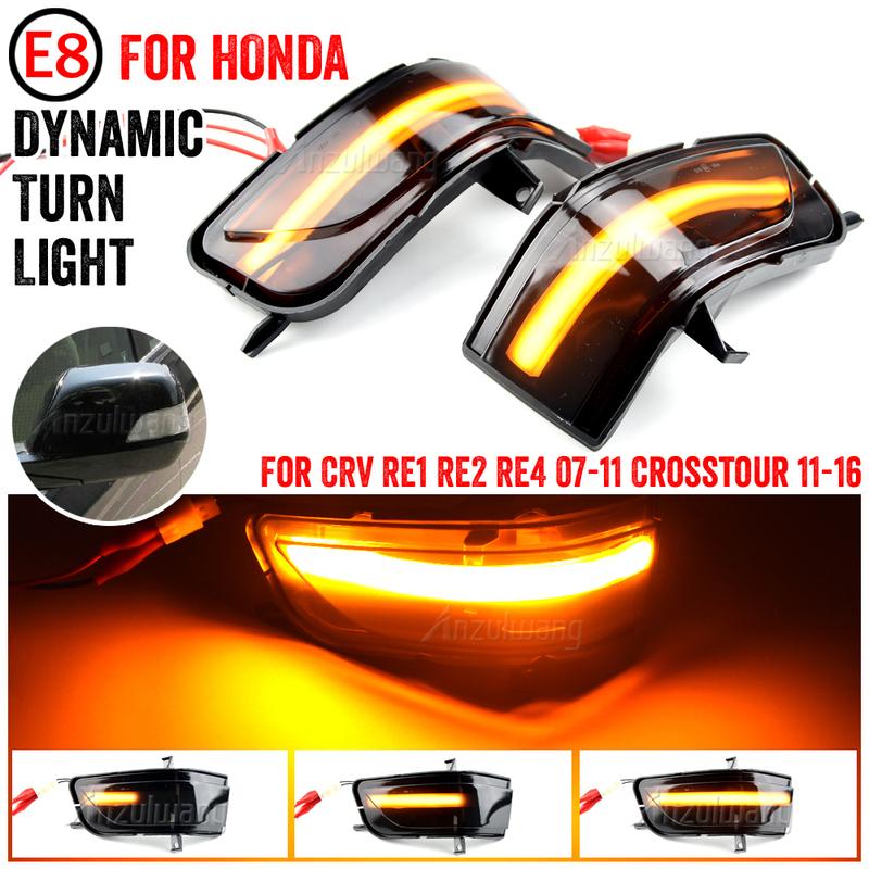 2Pcs LED Dynamic Turn Signal Indicator Blinker Lamp For Honda CRV CR-V 2007-2011 Crosstour 2012-2016 Side Rearview Mirror Light