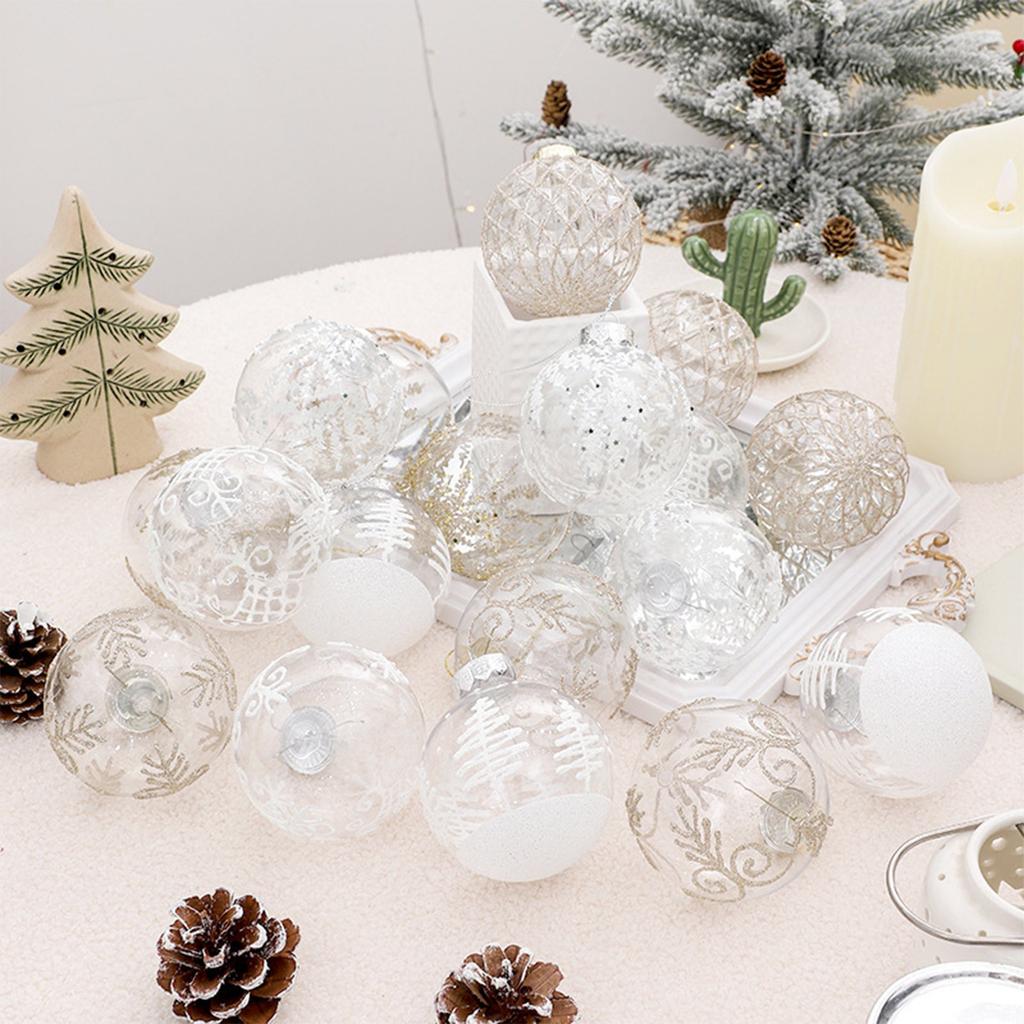 Christmas Decorations 8cm Exquisite PET Transparent Painted Christmas Ball Gift Box Window Christmas Tree Pendant Ball
