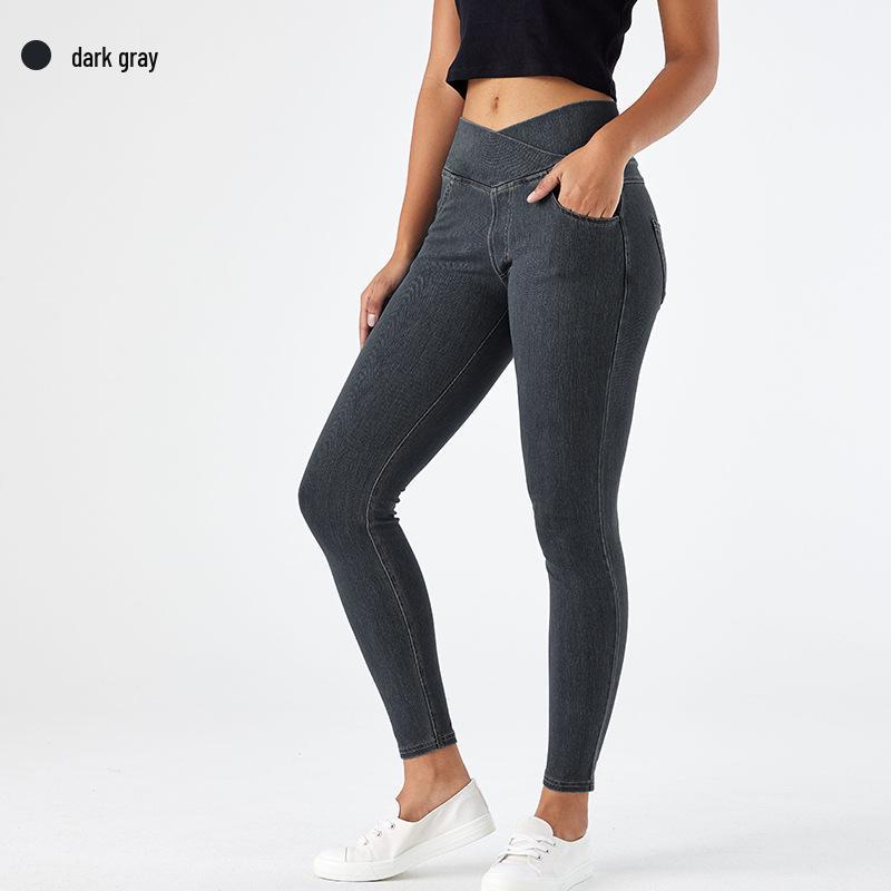

Женские джинсовые скинни с высокой талией, подтягивающие ягодицы Medium темно-серого