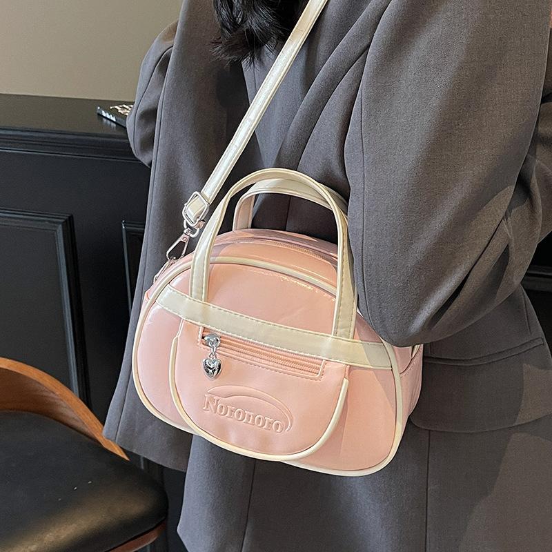 Korean sweet candy color small fresh versatile portable Boston bag women's high-end texture commuter fashion messenger bag