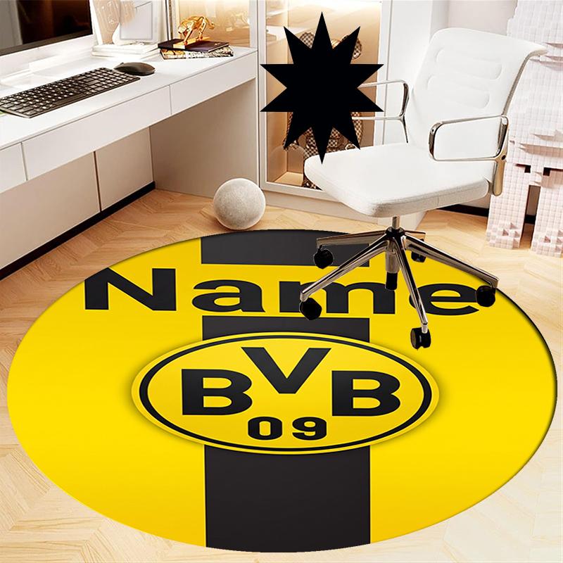 Brugerdefineret Navn Borussia Dortmund Printet Rund Tæppe Stol Tæppe Område Tæppe Entré Dørmåtter, til Kontorstol Stue Soveværelse Køkken Rum.