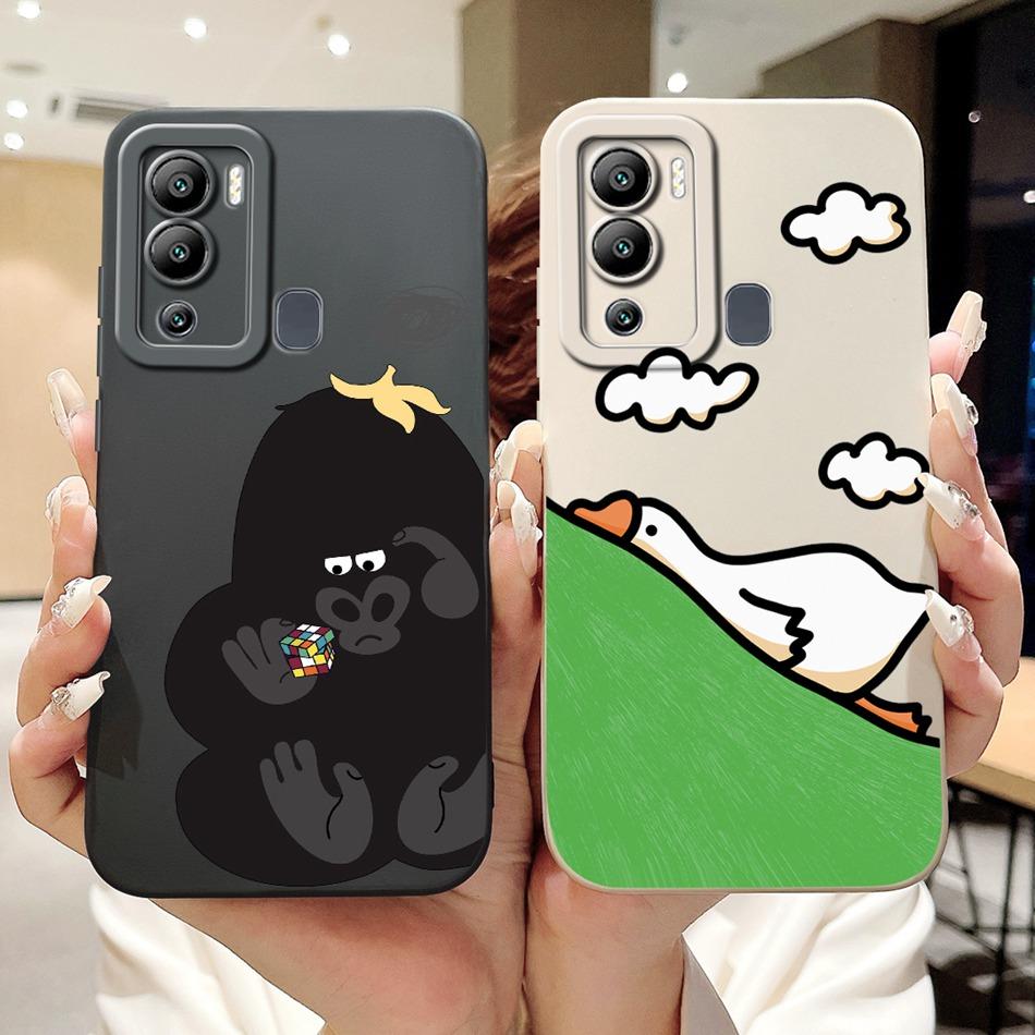 For Infinix Hot 12i Case Hot 12 Play Hot12i X665B X6816C Cute Panda Rabbit Cartoon Camera Protective Soft Silicone Phone Case
