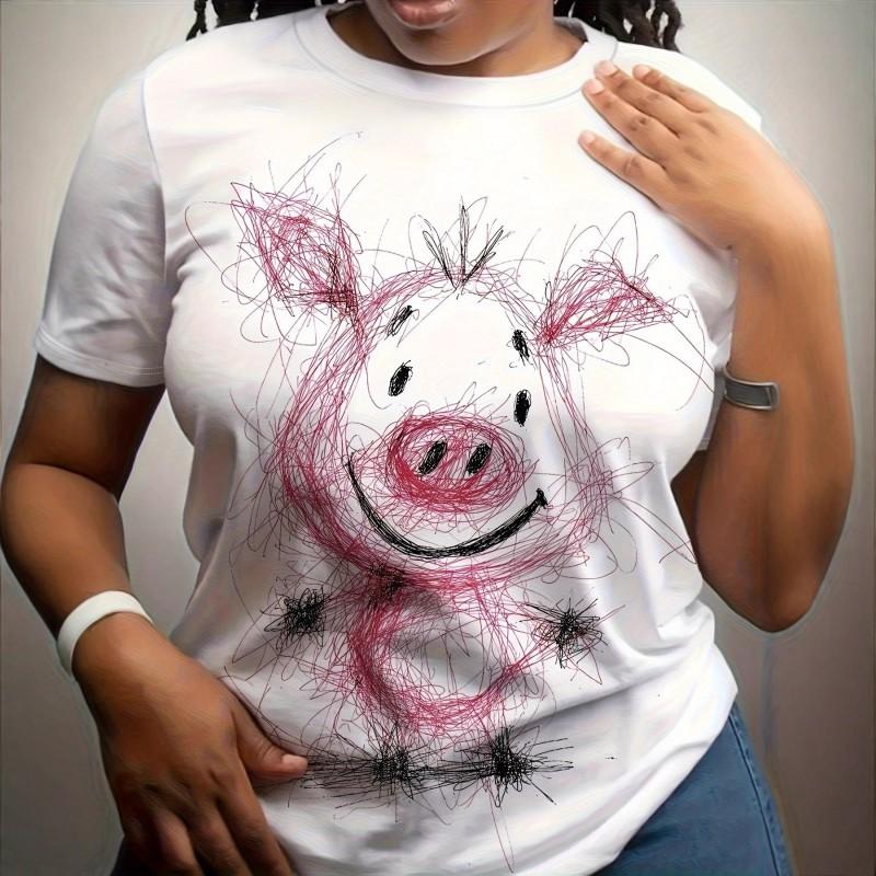 Streetwear Punk Style Graphic Tee Women - Comfortable Breathable Casual Round Neck Short Sleeve Top