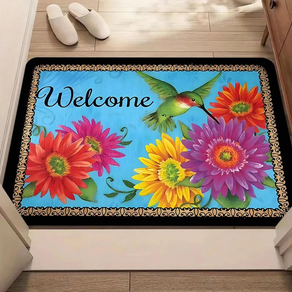 Vibrant Animal Welcome Doormat for Living Room Non-Slip Absorbent Floor Mat with Cute Birds Home Decor Entryway Carpet
