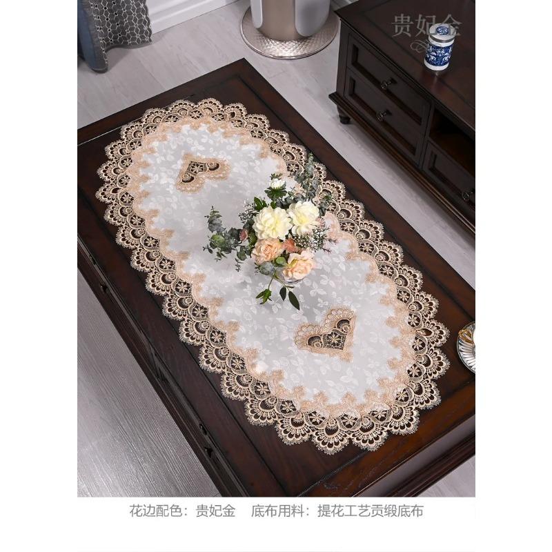 Tea Table Cover Oval Table Dining Tablecloth Europe Embroidered Flower Fabric Living Room Coffee Table Placemat Home Decoration