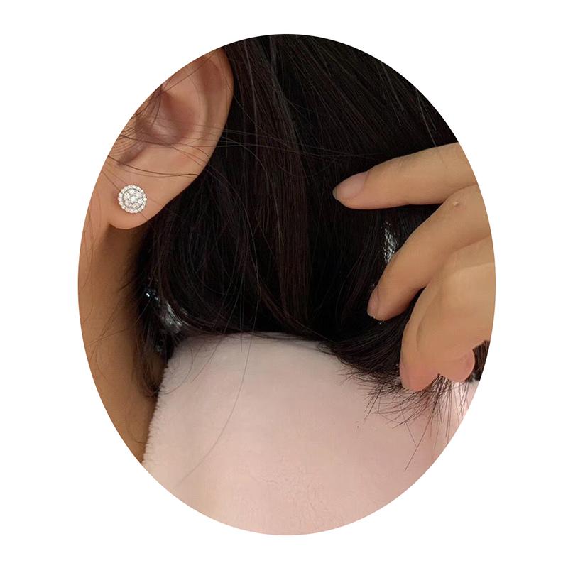 Huitan Dainty Round Shaped Stud Earrings for Women Full White Cubic Zirconia Simple and Classic Female Earrings  Lots