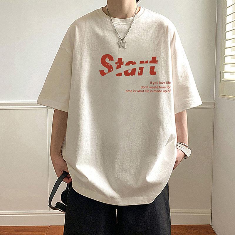 Hong Kongstyle Shortsleeved Tshirts for Unisexs Summer New Pure Cotton Casual Halfsleeved High Street Loose Tops for Couples