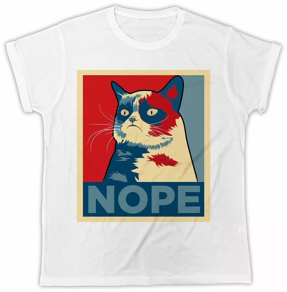 GRUMPY CAT NOPE HOPE T-SHIRT TV MOVIE POSTER ATITUDE UNISEX COOL FUNNY TEE RETRO Unisex T-Shirt L