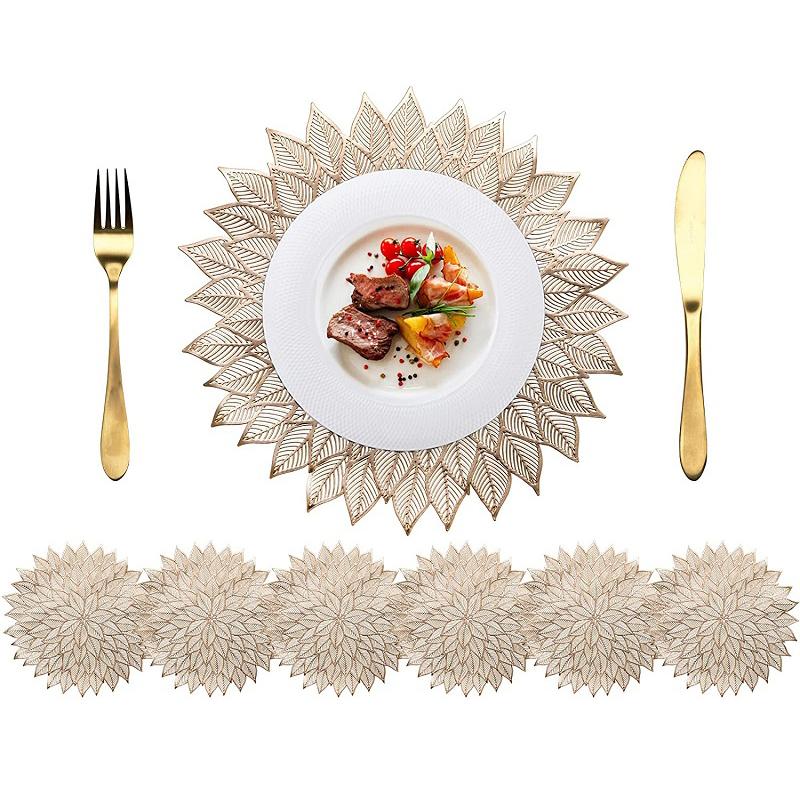 Buy 6 Pack Gold Placemats,Pressed Vinyl Table Mats, Wedding Accent