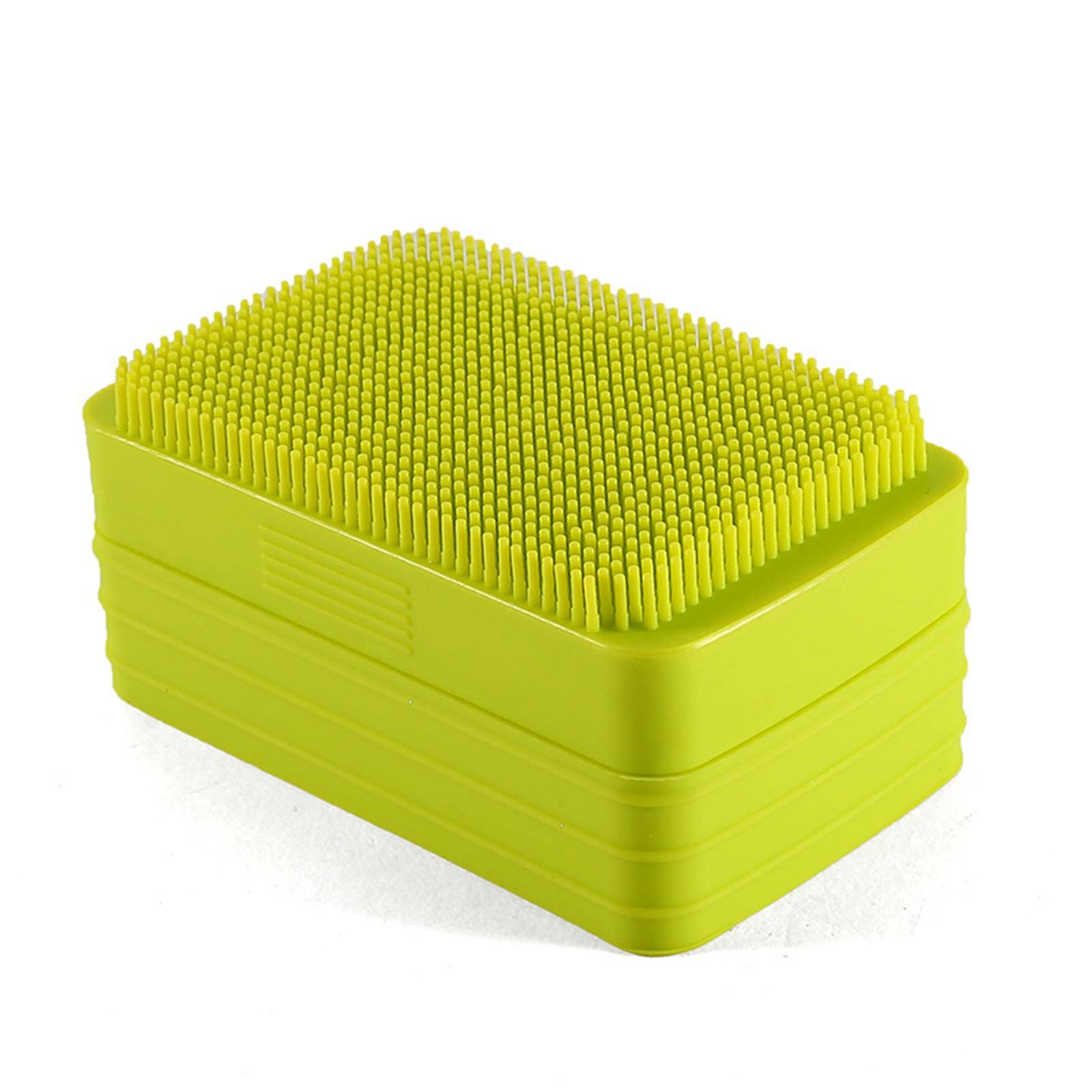 Silicone Soap Box With Lid Creative Portable Shower Brush Double-Sided Multifunc зелёный