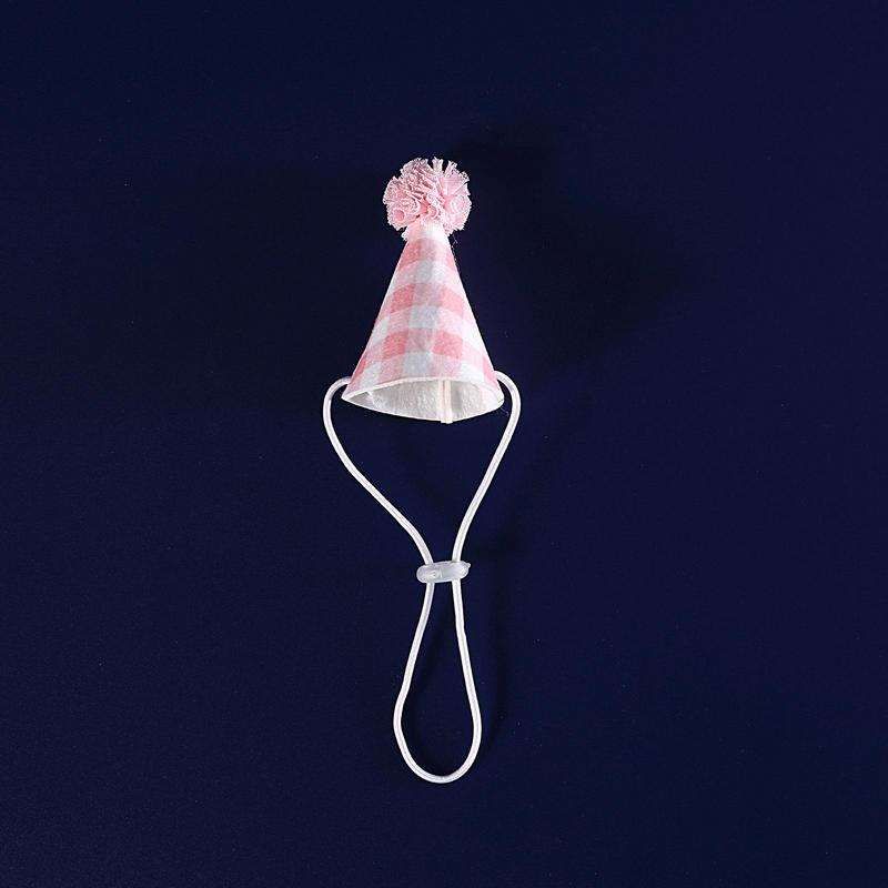 Birthday Hat For Cat Dog Collar Cat Hats Cute Pet Headwear Adjustable Bow Tie Small Dog Hat Plaid Hat Costume Decorations