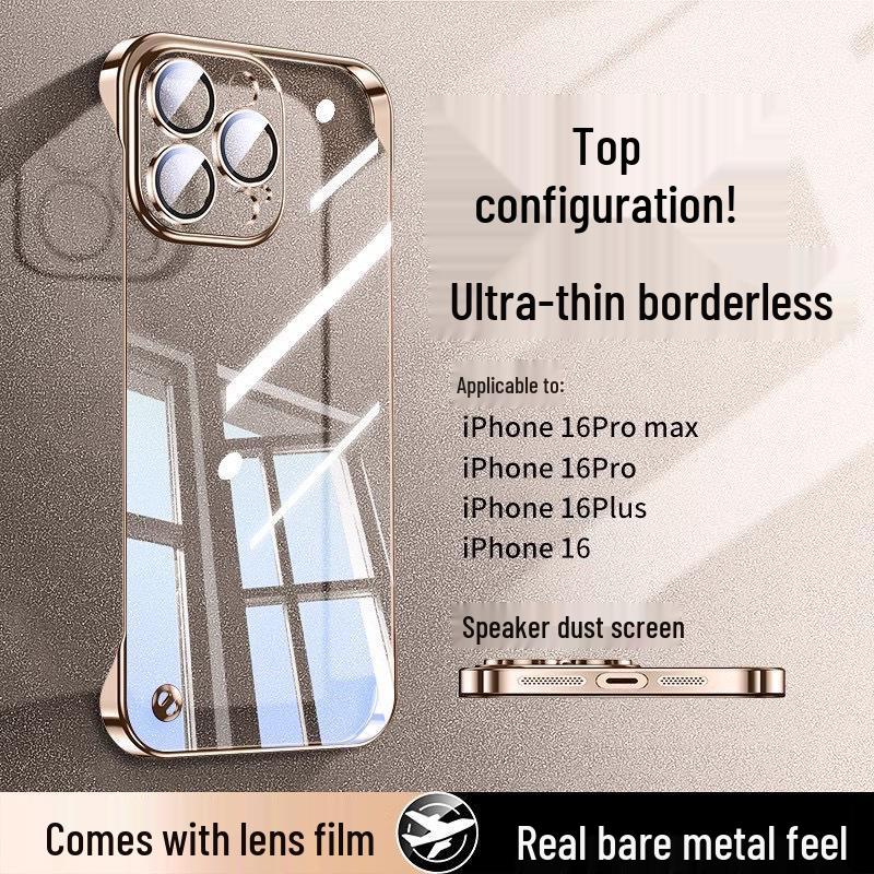 

Ультратонкий прозрачный защитный чехол-накладка для iPhone17 - ПК, без рамки, с гальваническим покрытием, совместимый с Apple 14 iPhone 12 Pro