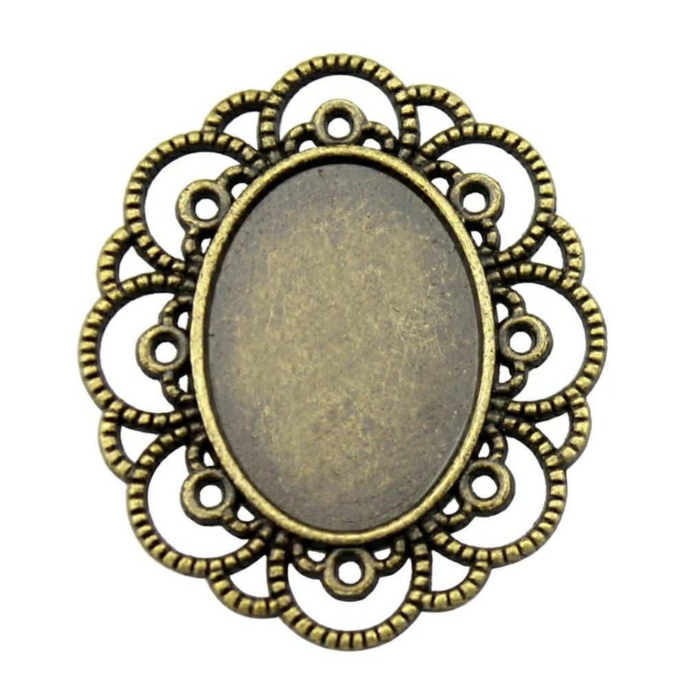 10pcs 18x25mm Inner Size Vintage Antique Bronze Color Cameo Cabochon Base Setting Charms Pendant Necklace Findings