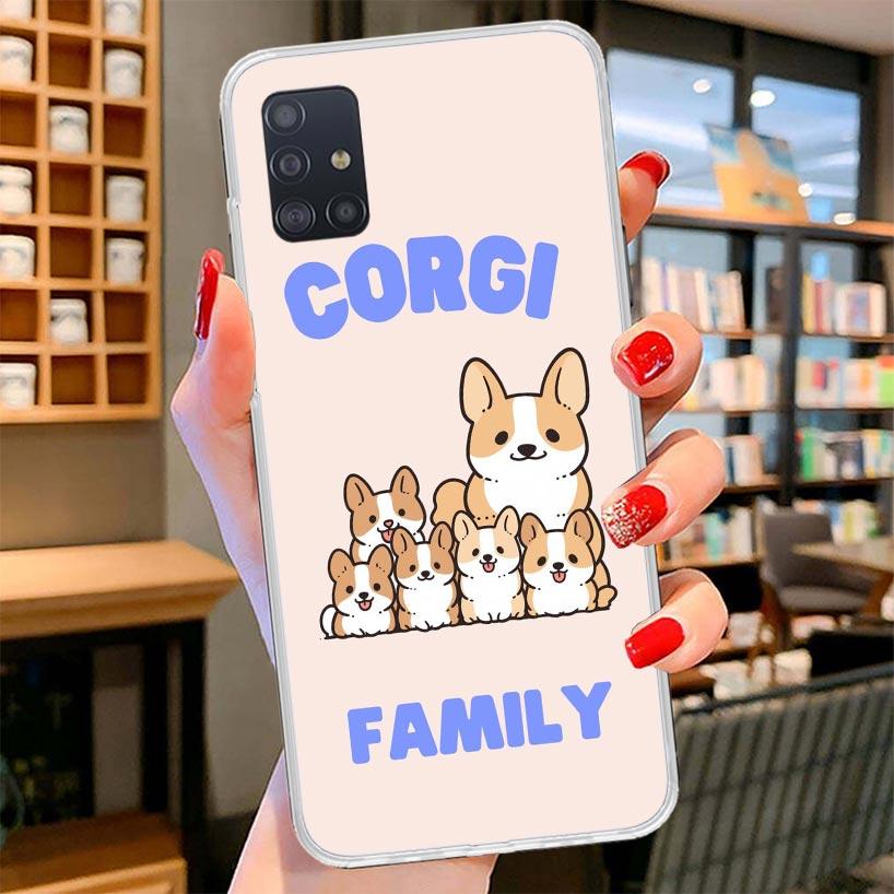 Cartoon Corgi Cute Dog Cover Phone Case For Samsung Galaxy A12 A22 A32 A52 A72 A02S Phone Case Note 20 Ultra 10 S10 Plus A51 A71