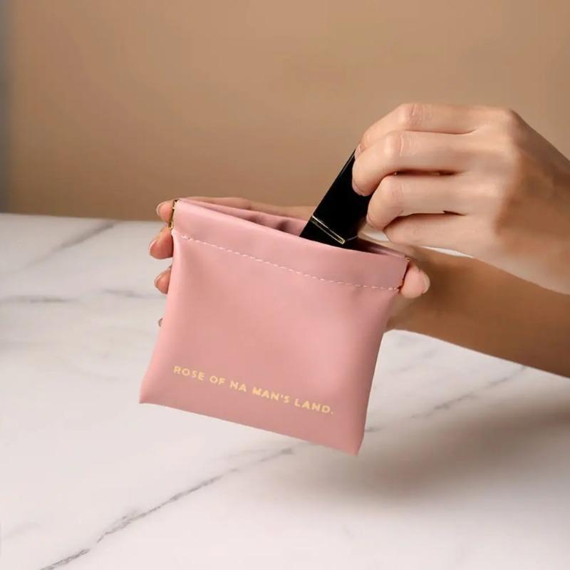 Storage Bag with Automatic Closing Function Wired Headphone Storage Bag PU Coin Purse Mini Portable Lipstick and Makeup Bag