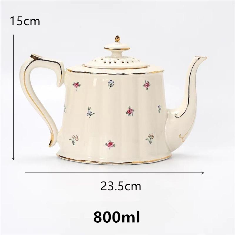 Hot Sale Ceramic Teapot European and American Pastoral Style Home Office Afternoon Tea Service Tea Pot Cafe Coffee Pot