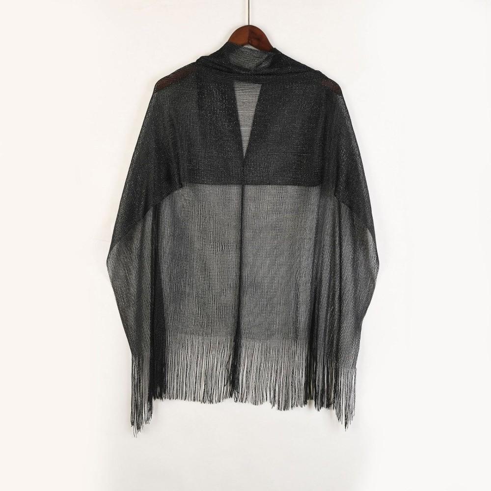 Bright Silk Silk Shawl Gold Silver Shiny Fashion Hijab Evening Dress Scarf Wedding Occasion Black