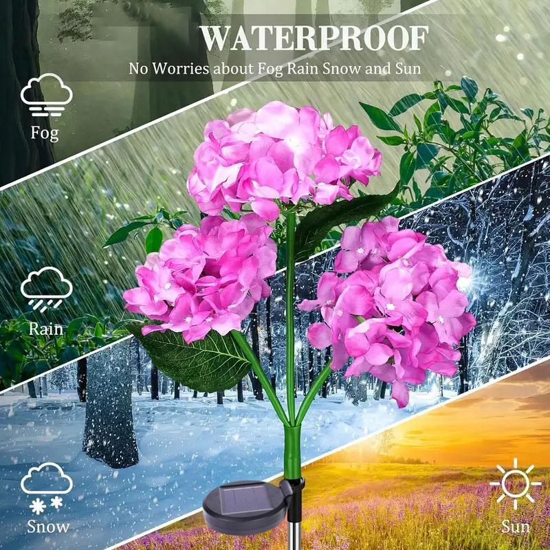 Solar Lights Outdoor Garden Light Waterproof Solar Garden Lights with Hydrangea Flower Lights LED Solar Powered Landscape Lights