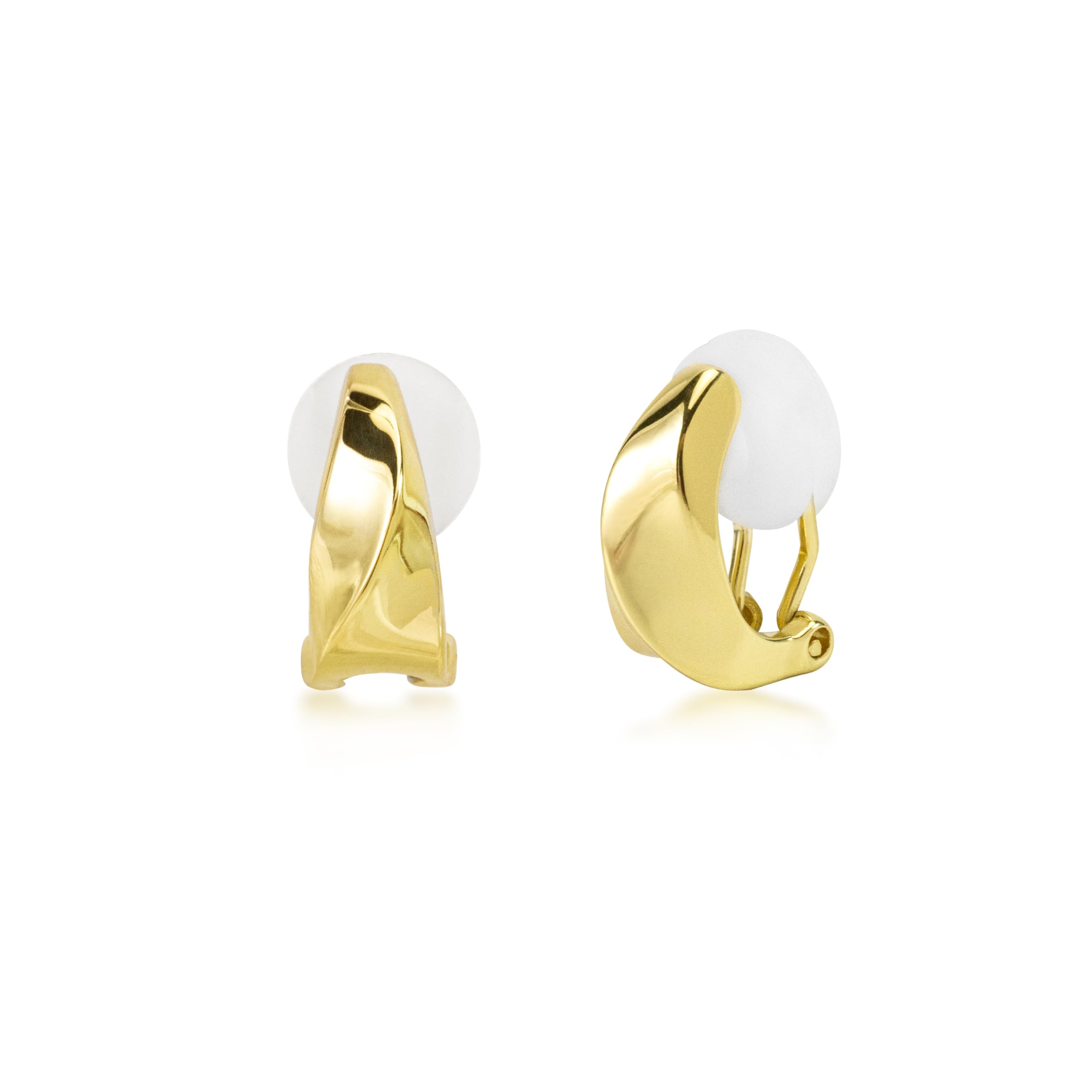 

Earrings for 18K Silver No Fall For Everyday For Gift FH.bird Women, Painless, Simple, Gold, Curved Design , Hypoallergenic, 925, Non-Pierced золотий