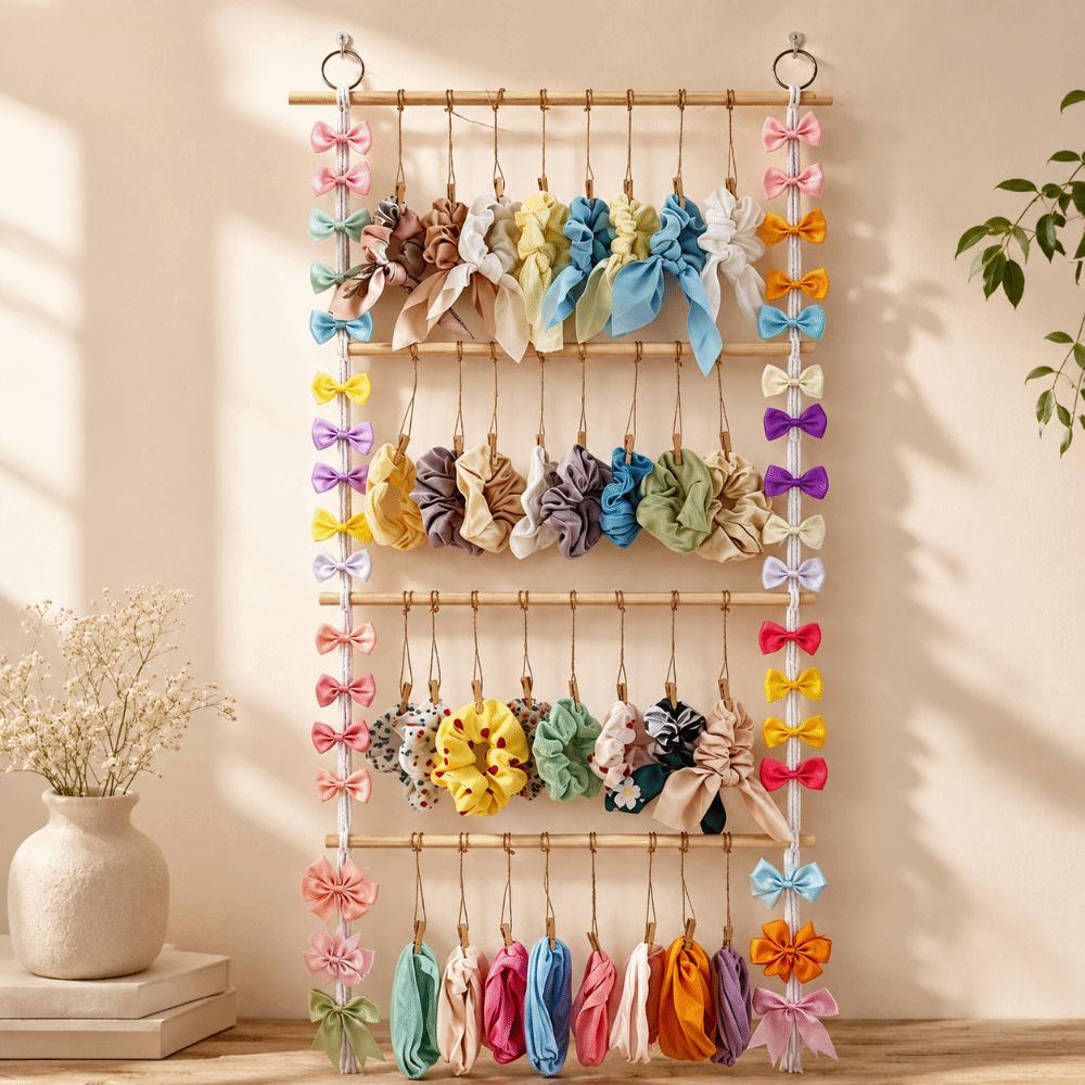 Boho Style Hair Clip Storage Rack Macrame Jewelry Organizer Home Decoration