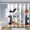 1Pc Halloween Witch Castle Pumpkin Print Waterproof Polyester Shower Curtain With Hook Machine Washable For Bathroom Decoration