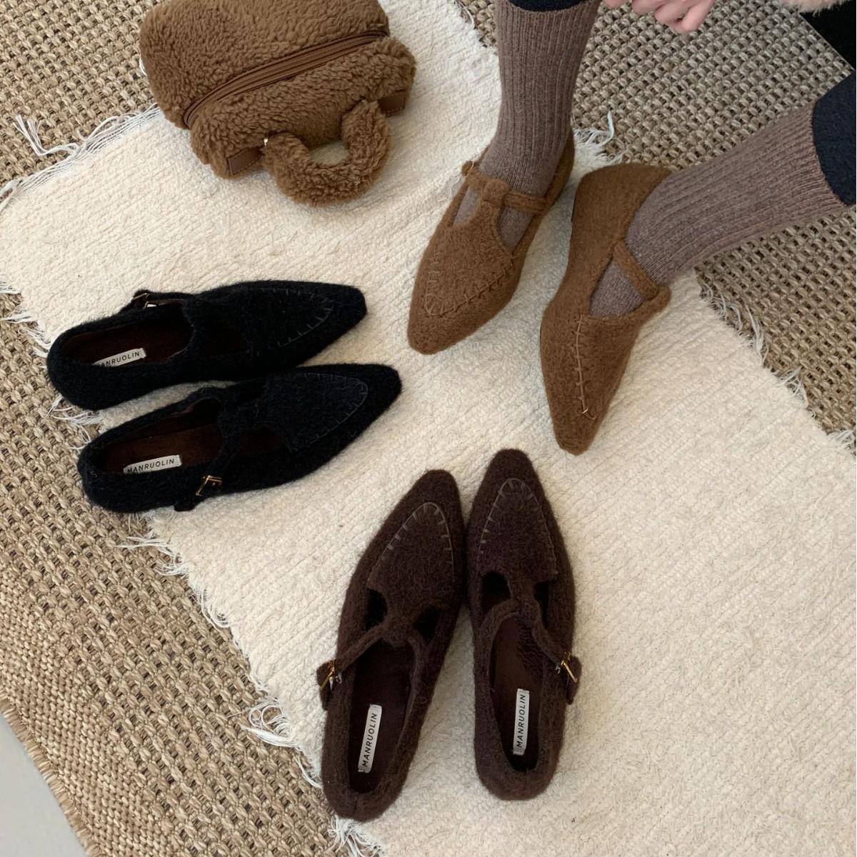 

Mao Mao shoes women s winter wear velvet thermal cotton ladyshoes mink hair women s shoes platform one pedal bean shoes women s shoes board shoes 39 темно-коричневого кольору