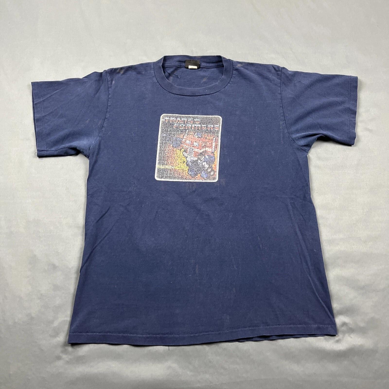 Vintage 1999 Transformers Autobot Commander Optimus Prime Tee Large Thrashed S