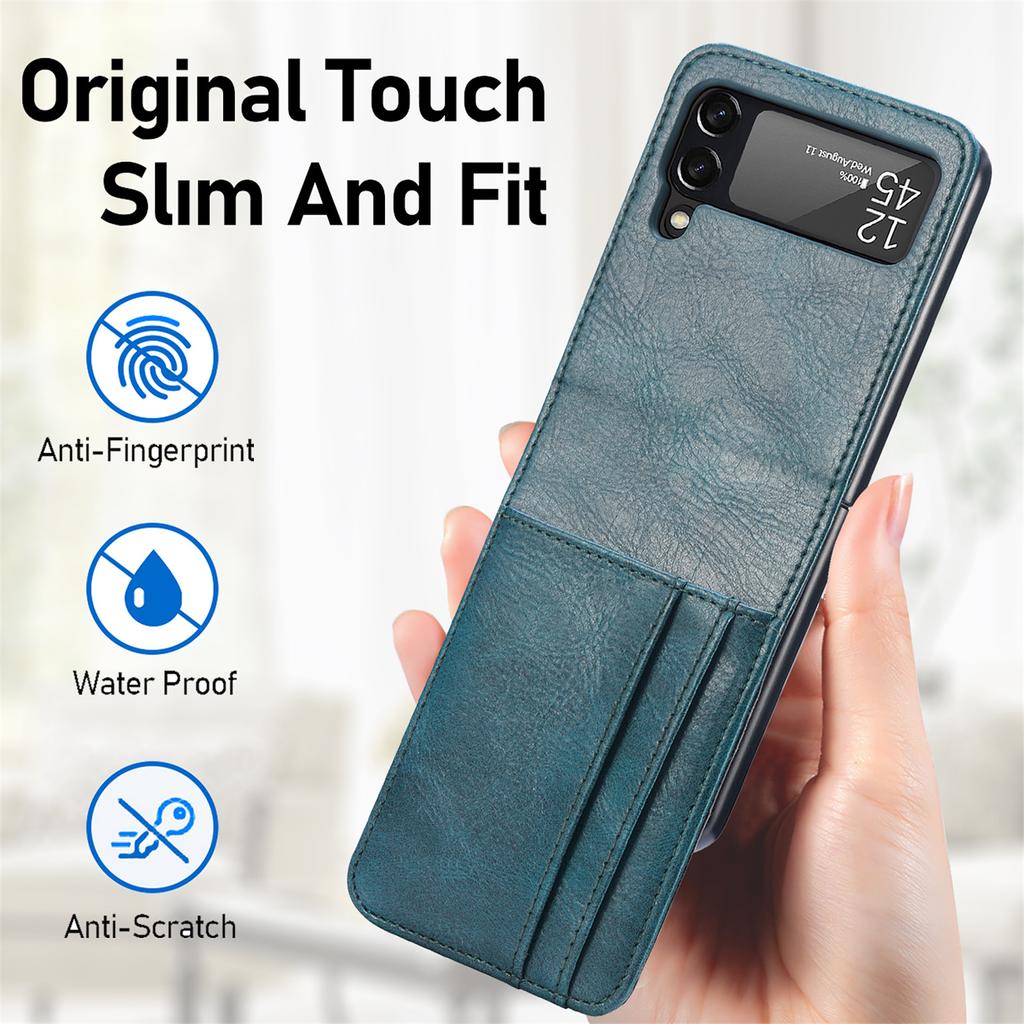 Non -Fingerprint Card Holder Leather Case For Samsung Galaxy Z Flip4 5g Flip 4 Flip3 Flip 3 Wallet Cover For Samsung Z Flip4