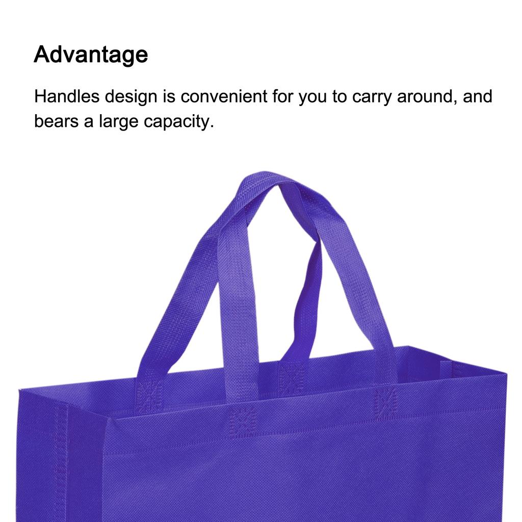 25x35cm Reusable Gift Bags, 10 Pack Horizontal Style Non-Woven Grocery Tote Bag for Travel Storage