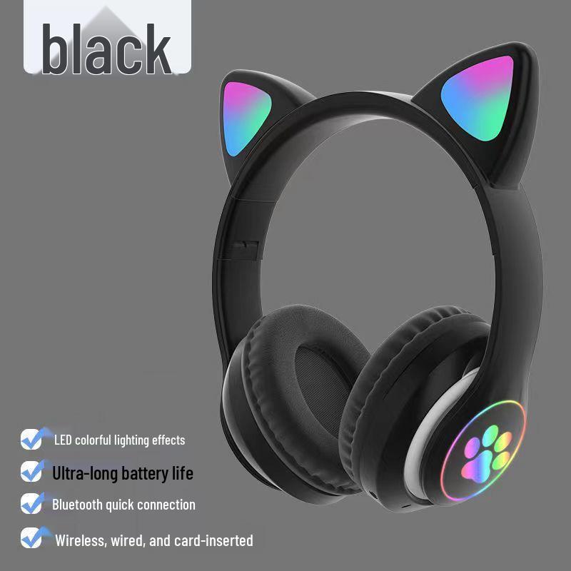 Luminous Cat Ear Bluetooth Over-Ear Headphones STN-28: Ultra-Long Battery Wireless Headset