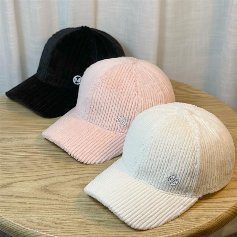 New Jade Rabbit Velvet M Hat Women's Autumn and Winter Versatile Peaked Hat Ins Niche Trendy Brand Korean Version Versatile Alphabet Baseball