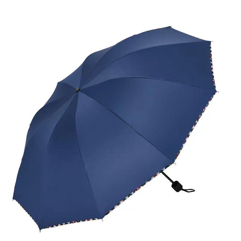 Extra Large Dual-Use Umbrella for Men and Women: Manual Three-Fold Design with Reinforced Black Glue for Rain or Shine Protection.