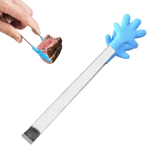 Mini Sugar Tongs, Small Silicone Tongs, Palm-Style Food-Grade Stainless Steel Clamp - Small Kitchen Reusable Serving Tongs for Coffee Bars, Food-Grade